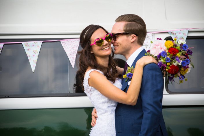 Bride & Groom in sunglasses