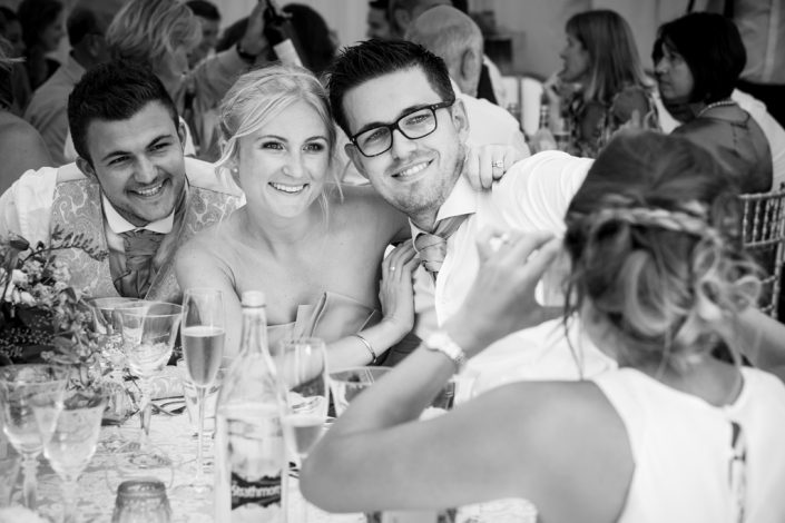 Black & White Candid image of wedding guests
