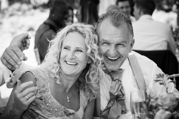 Black & White Candid image of wedding guests