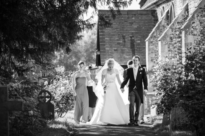 Black & White Image of Couple at Bisham Church, Marlow
