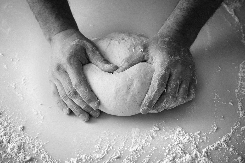 Baker kneading bread, Hobbs House Bakery, Tom Herbert, Fabulous Baker Brothers