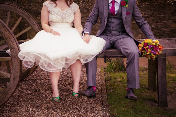 Bride & Groom sitting on trailer